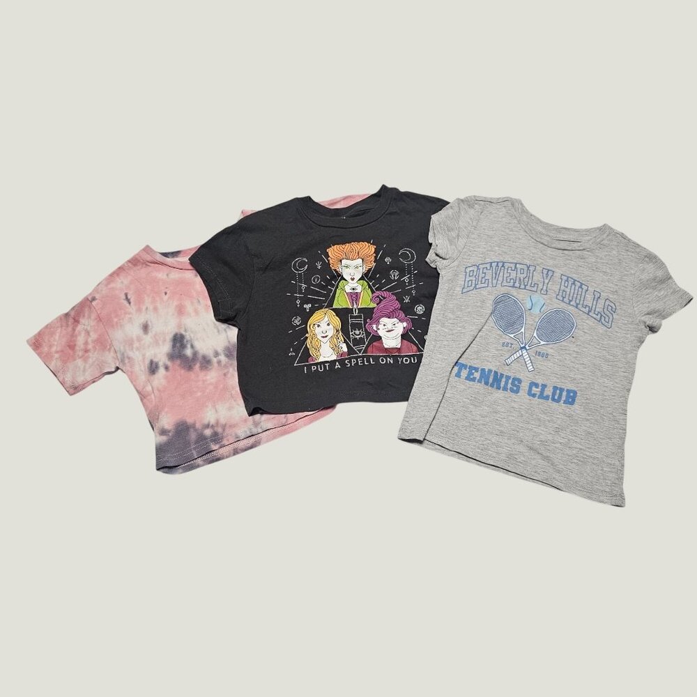 Lot of 3 Disney Hocus Pocus & Beverly Hills Tennis Club T-Shirt Bundle XS (4-5)